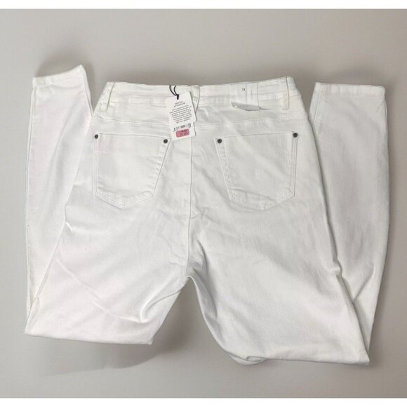 A Loves A Womens’ White Denim Jeans sz 31 NWT Stretchy Button Front Ankle Skinny - Picture 3 of 10